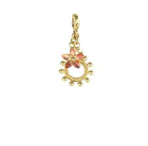 Componente Segni di Te in argento 925 galvanica oro giallo con rosario tondo e fiore smalto pendenti