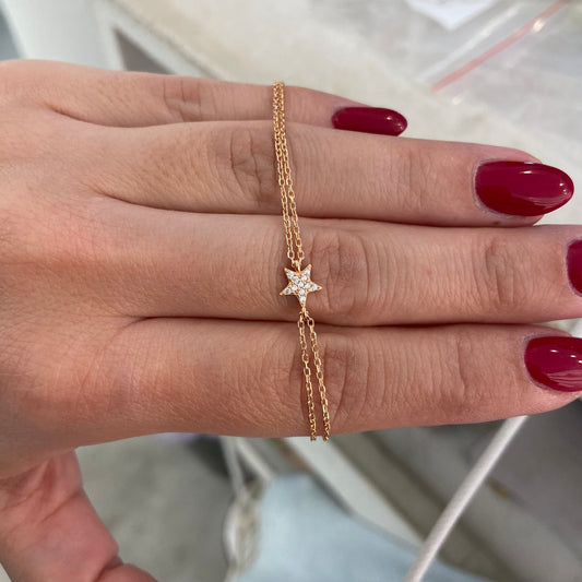 bracciale finitura rose gold, Zirconi  Bianchi
