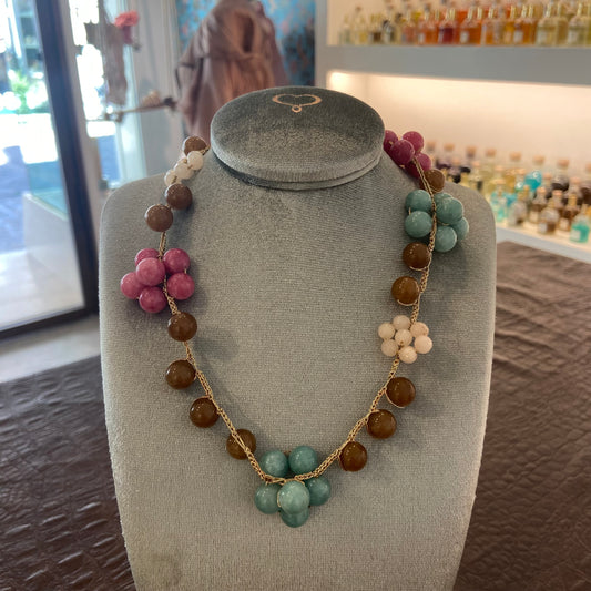 Collana pietre naturali e filo lurex