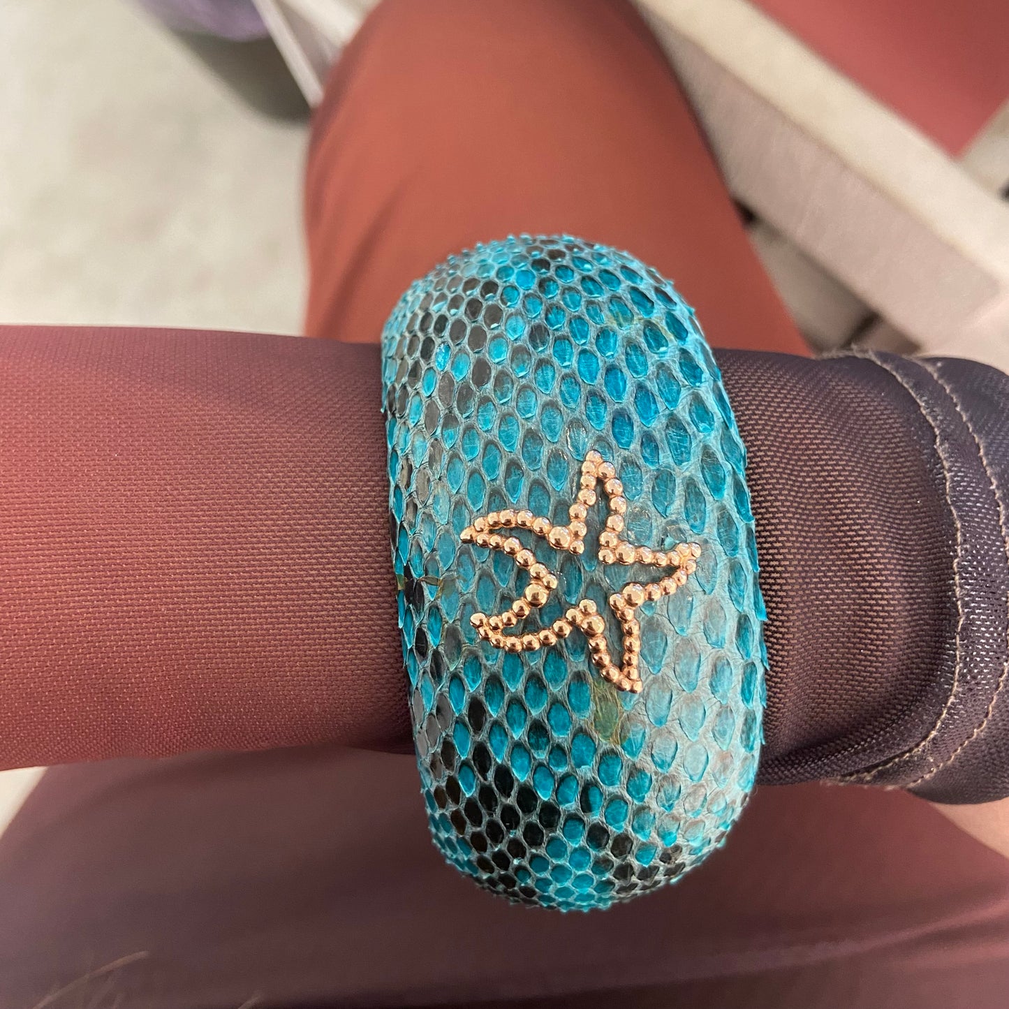 Bracciale Rigido Pitonato Turchese Stella