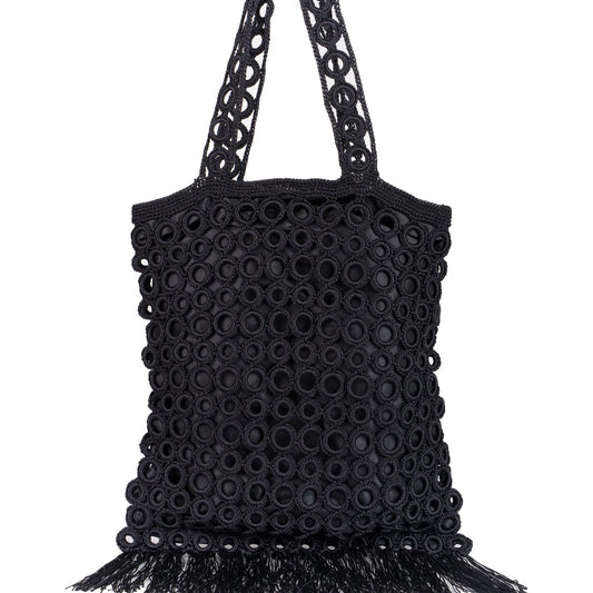 Fringe ring bag, black