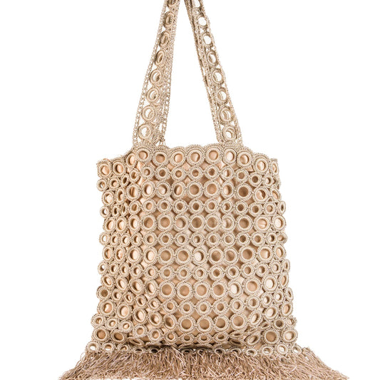 Fringe ring bag, light brown