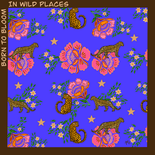 Pareo/Foulard in seta blu leopardata 65x65