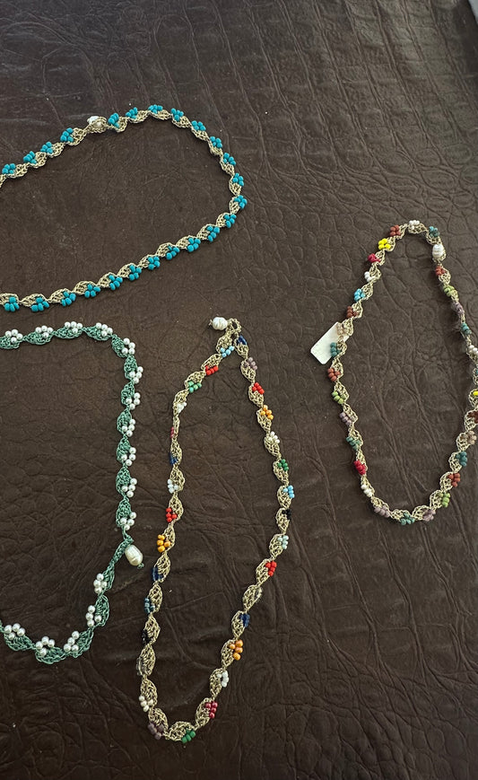 collana perline colorate filo lurex
