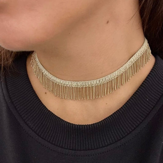 Chocker frangia - beige