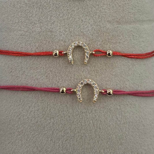 bracciale rose gold ferro di cavallo cordino rosa