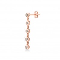 coppia di orecchini rose gold con zirconi pendenti tondi