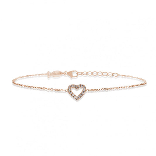 Bracciale cuore, in argento dorato