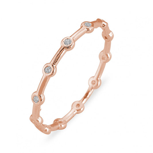 Anello fedina rose gold con zirconi bianchi tondi