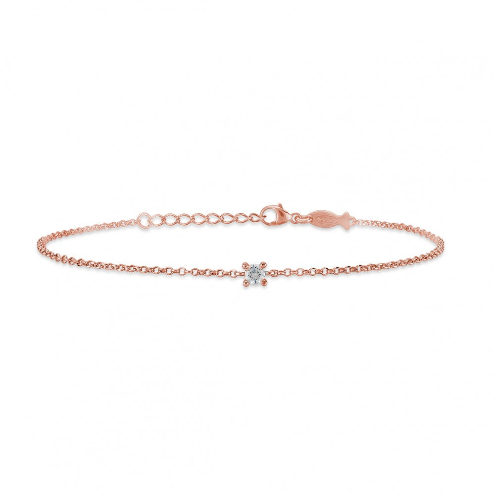 Finitura rose Gold ,  Zircone  Bianchi , diam. 3 mm