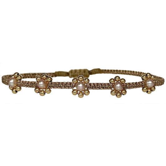 Bracciale fiorellini perle di acqua dolce e perline