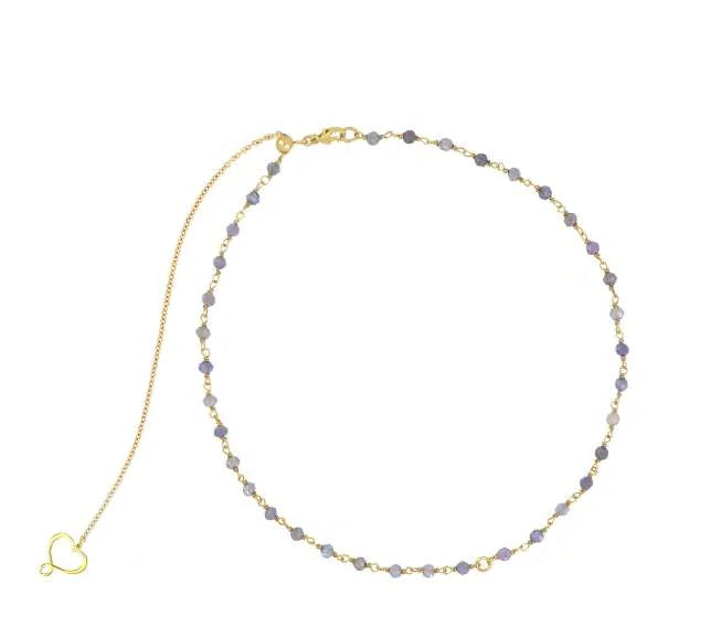 Girocollo Segni di Te in argento 925 galvanica oro giallo con rosario tanzanite