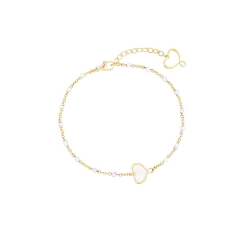 BRACCIALE CUORE MAMAN SMALTO BIANCO