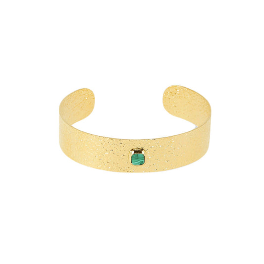 Bracciale Rigido Dorato con pietra centrale