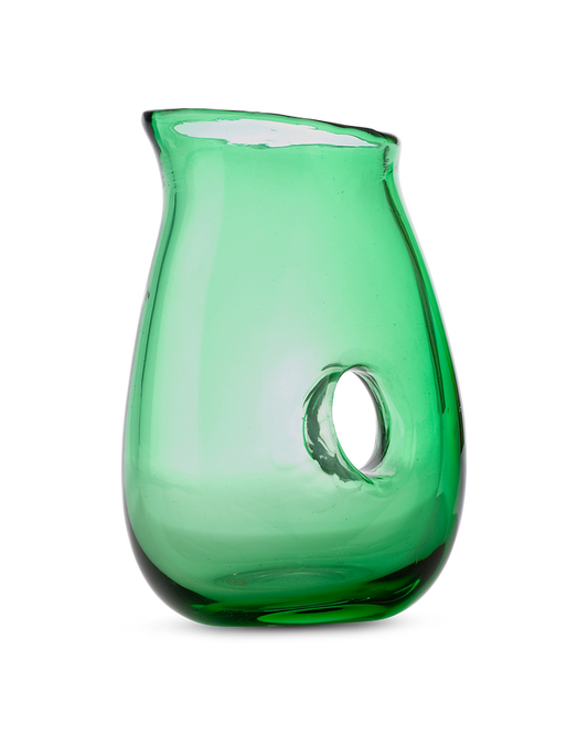 Caraffa vetro verde con buco