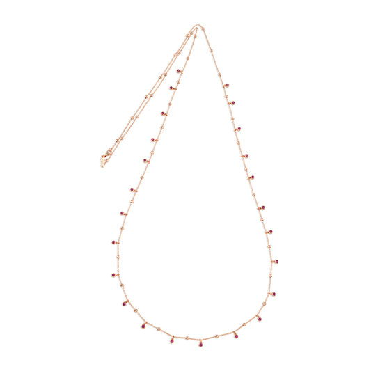 Collana Glint Finitura Rosegold ,  Zirconi  Rosa  , Lunghezza  90 cm , diam. 2 mm