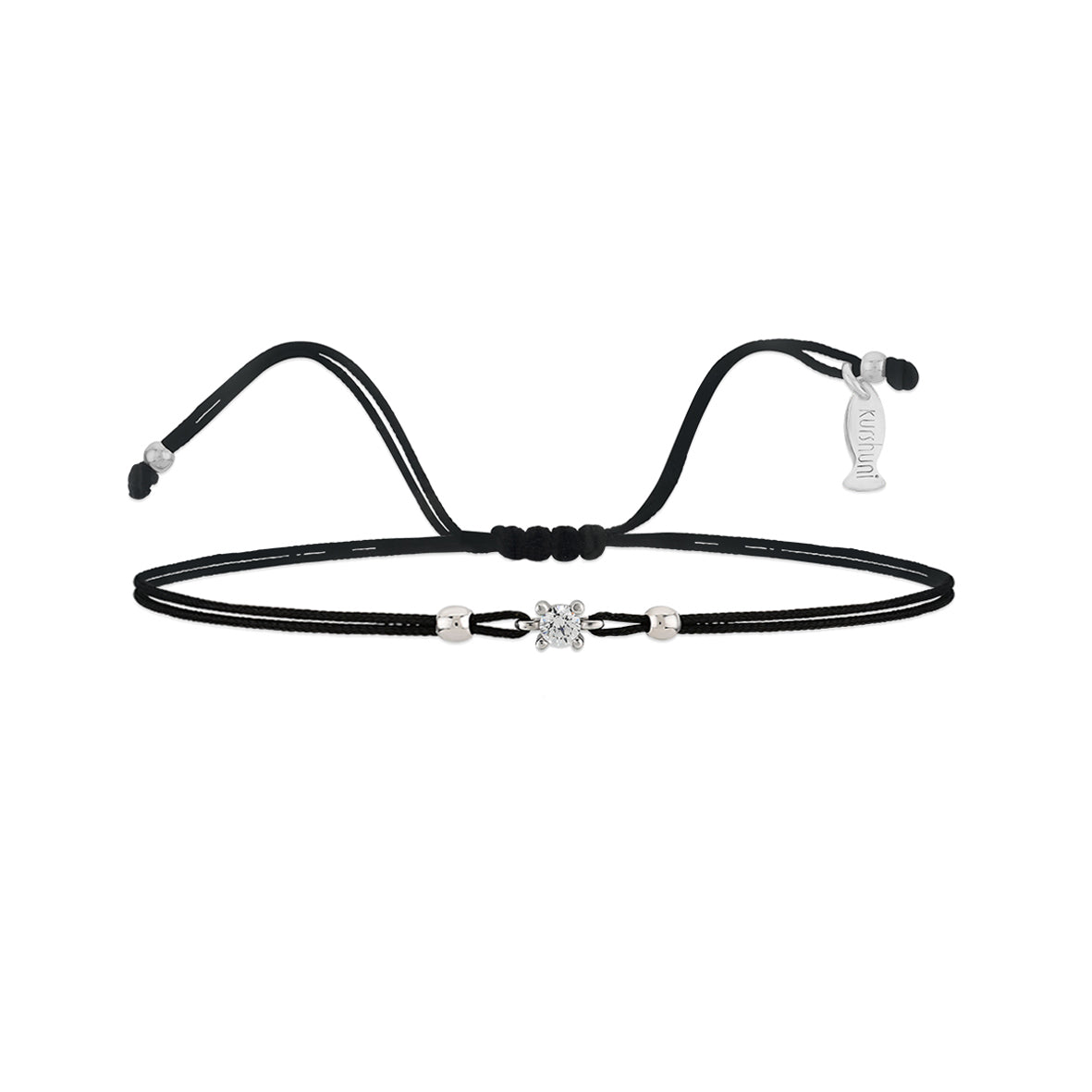 Finitura Rhodium ,  Zirconi  Bianchi , Stringa black , diam. 3 mm