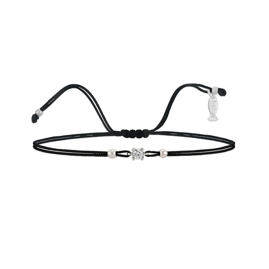 Finitura Rhodium ,  Zirconi  Bianchi , Stringa black , diam. 3 mm