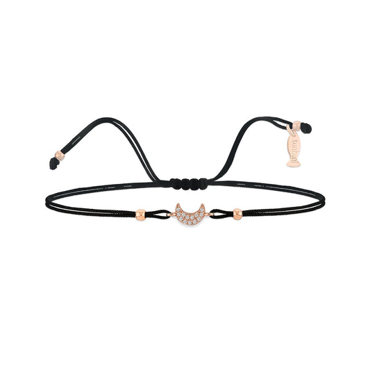 Bracciale Finitura Silver , Zirconi Bianchi , Stringa Black