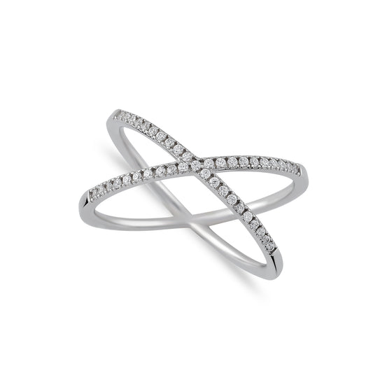 Finitura Rhodium , Zirconi Bianchi, Misura 58