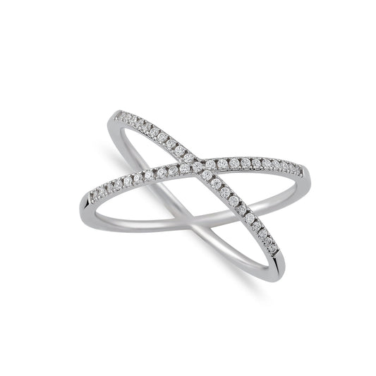 Finitura Rhodium , Zirconi Bianchi, Misura 54