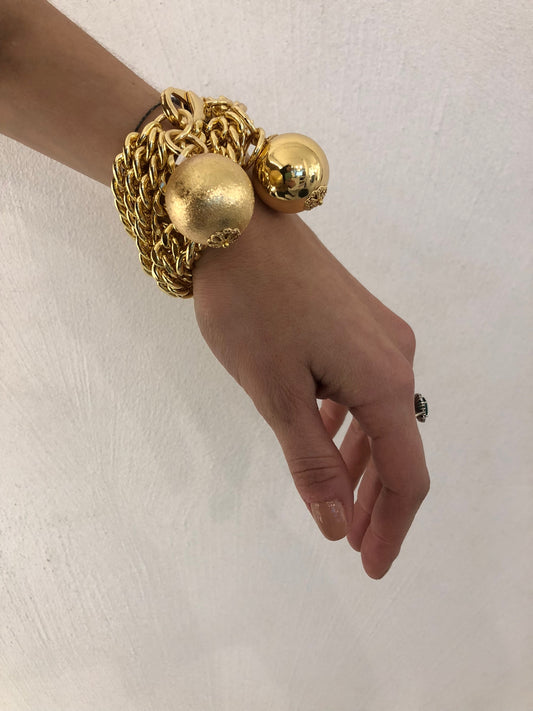 Bracciale  tre catene dorato con ball
